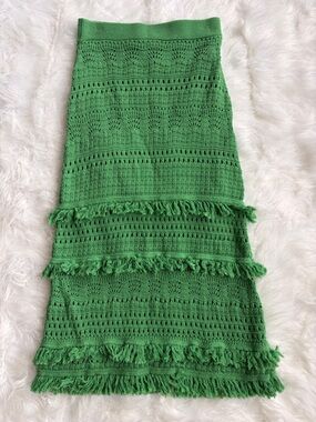 Boden Fringe Crocheted Knitted Skirt